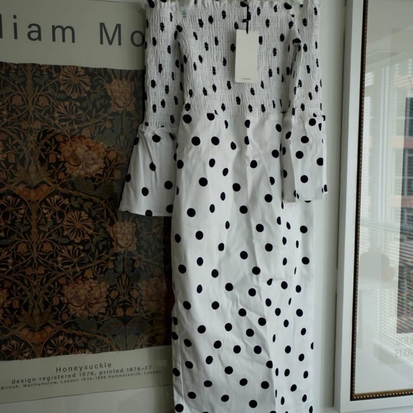 Uterque polka dot off-shoulder midi dress - Picture 5 of 6